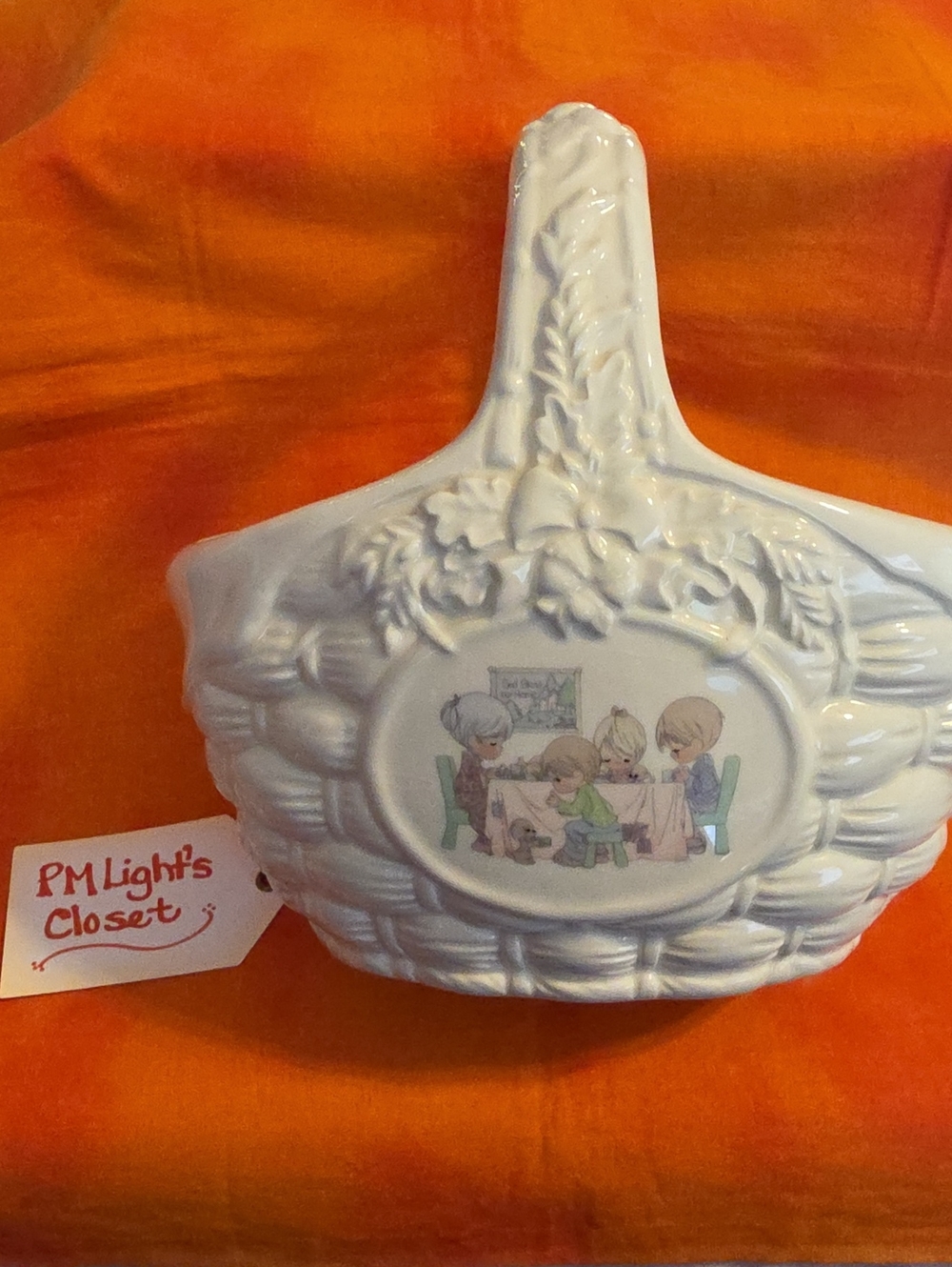 Precious Moments Ceramic Basket Family Thanksgiving